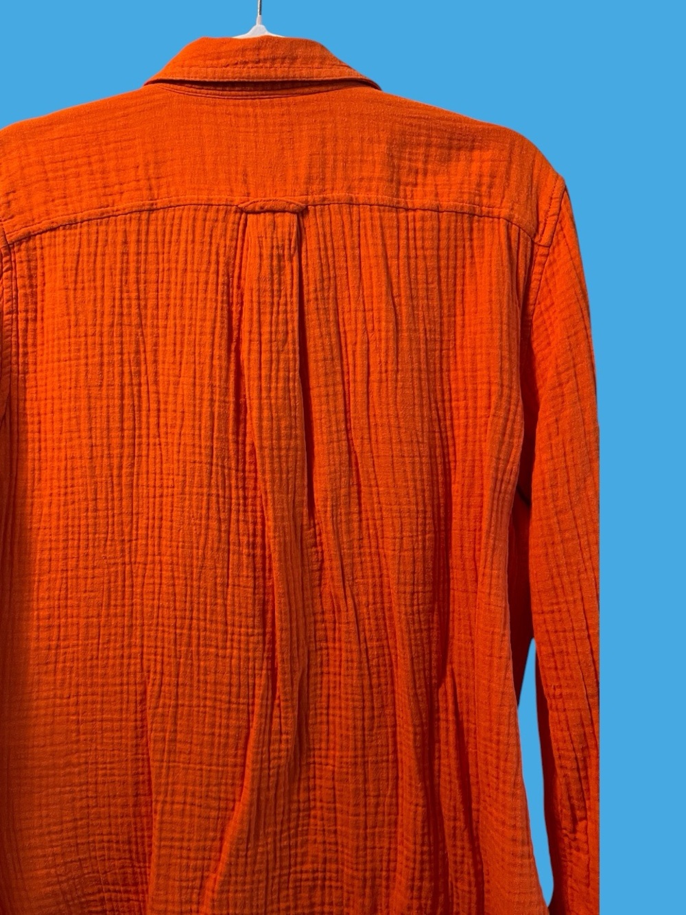 J.Crew Classic Bright Orange Double-Gauze Button-Up / Size 6 - Picture 8 of 14